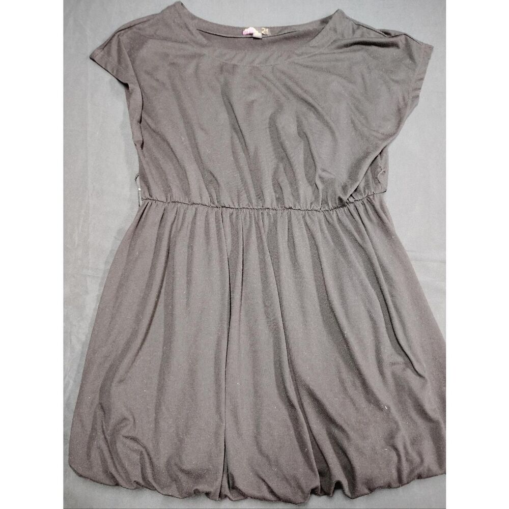 Forever 21 Y2K Black Mini Dress with Bubble Hem